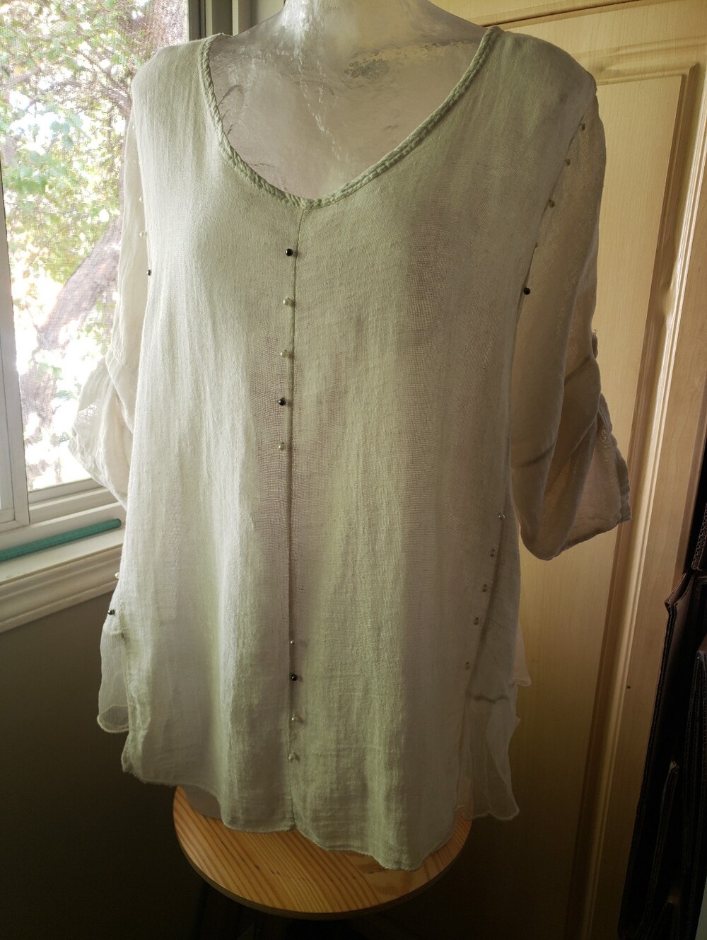 New Collection Linen Cotton Blend Women's Top Made In Italy